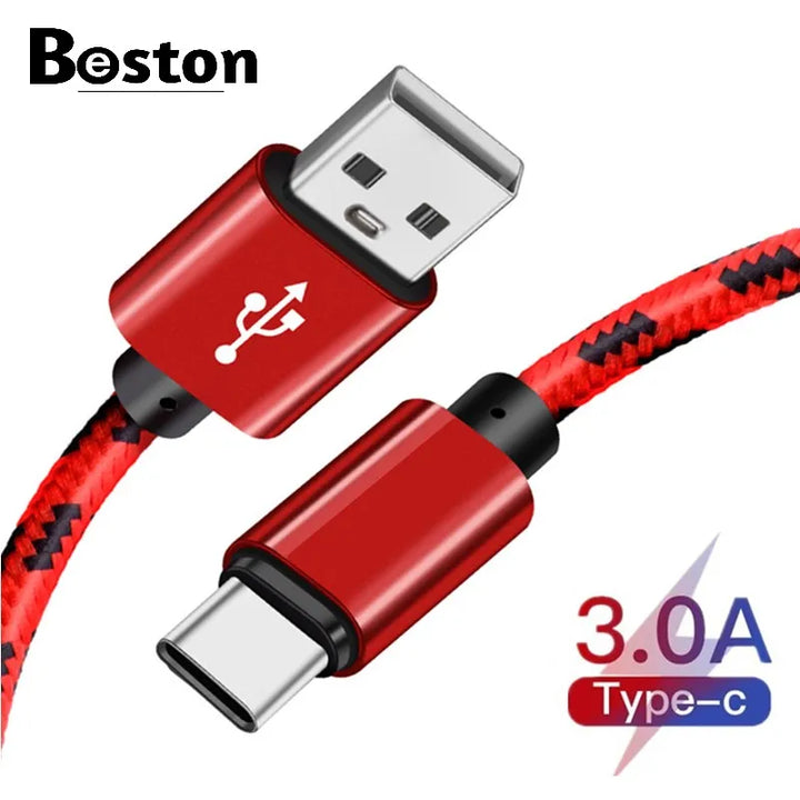 Type C Cable For Samsung S20 S10 Plus Xiaomi Fast Charging Wire Cord USB-C Charger Mobile Phone USBC Type-C Cable