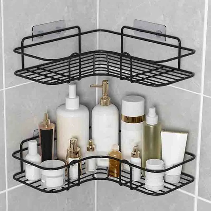 Bathroom Shelf Shower Wall Mount Shampoo Storage Holder With Suction Cup No Drilling Kitchen Storage Bathroom Accessories