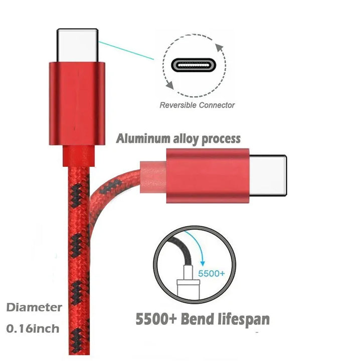 Type C Cable For Samsung S20 S10 Plus Xiaomi Fast Charging Wire Cord USB-C Charger Mobile Phone USBC Type-C Cable