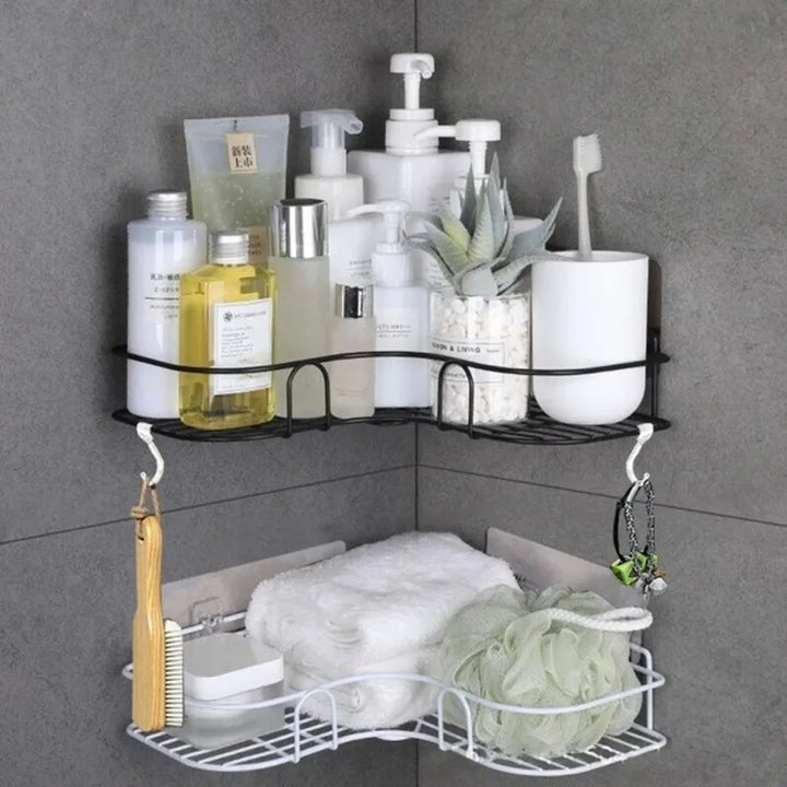 Bathroom Shelf Shower Wall Mount Shampoo Storage Holder With Suction Cup No Drilling Kitchen Storage Bathroom Accessories